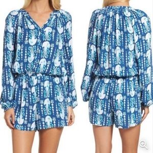 Lilly Pulitzer Elsa Romper Indigo Blue and White Romper